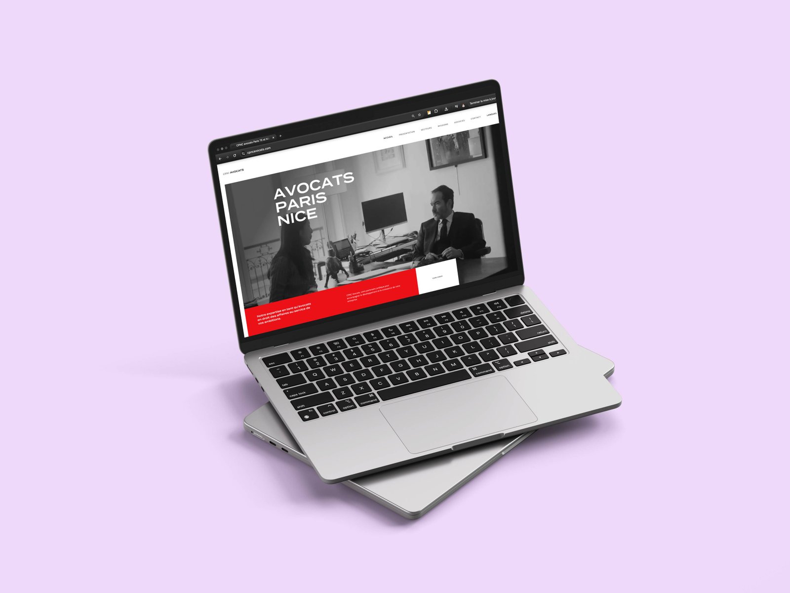 Maquette du site CP&NC Avocats sur MacBook