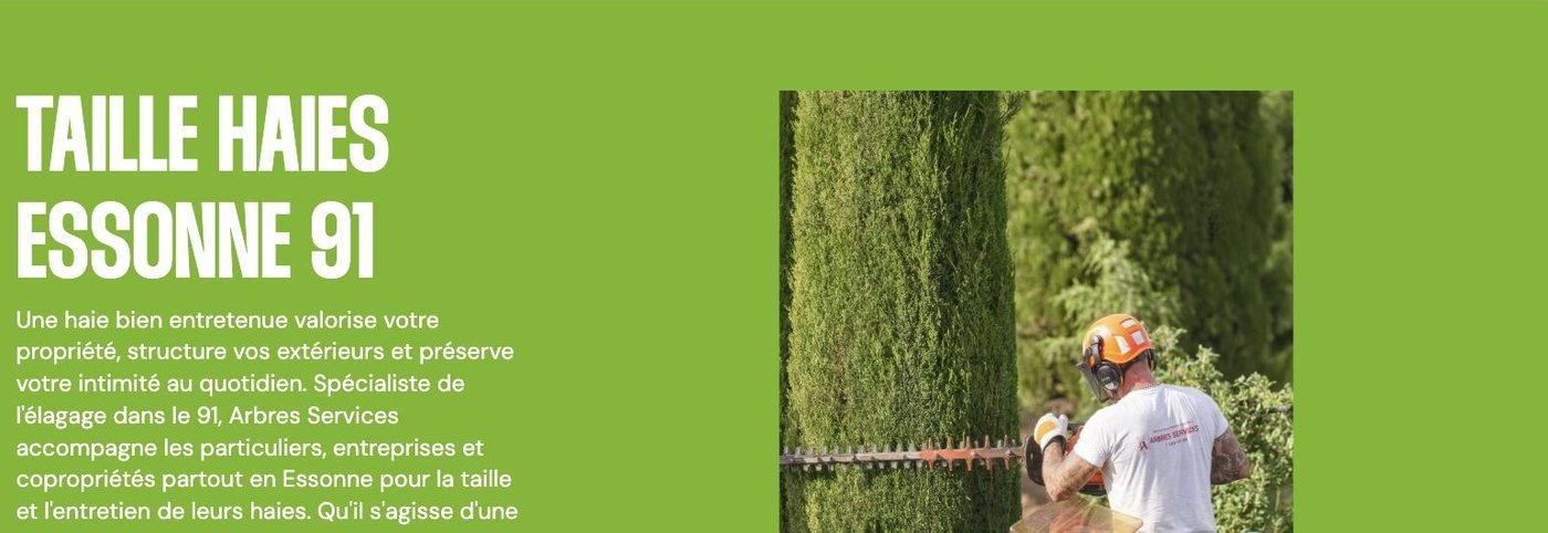 Section Taille de haies du site Arbres Services