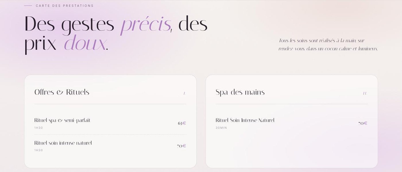 Carte des prestations du site Les Ongles de Janvry